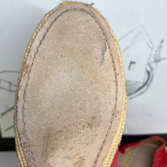 Tory Burch Darien Red Loafer Espadrille nappa leather Womens Size 7M - Picture 14 of 16